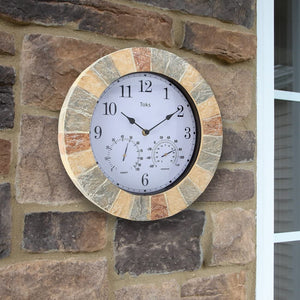 Hanging Wall Clock w/ Thermometer and Hygrometer | Ideal for Indoor and Outdoor Use