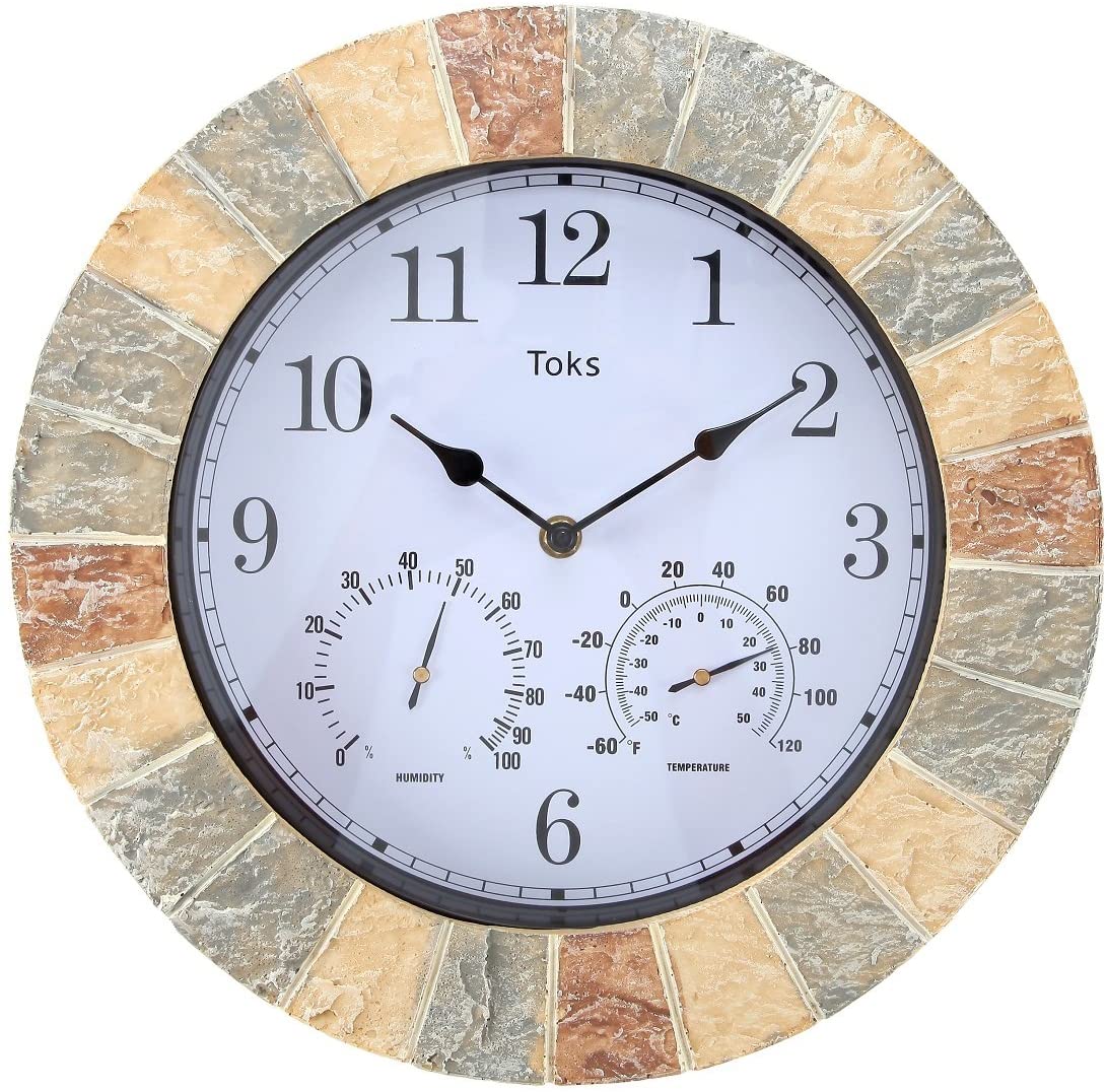 Hanging Wall Clock w/ Thermometer and Hygrometer | Ideal for Indoor and Outdoor Use